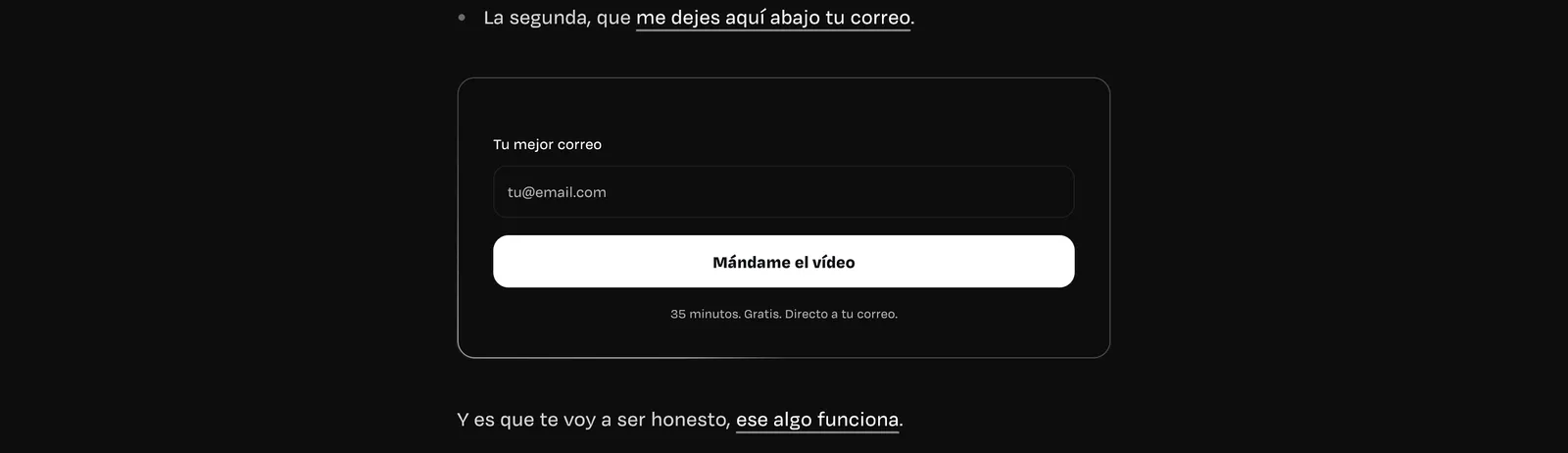 Uno de los tres formularios: solo el email