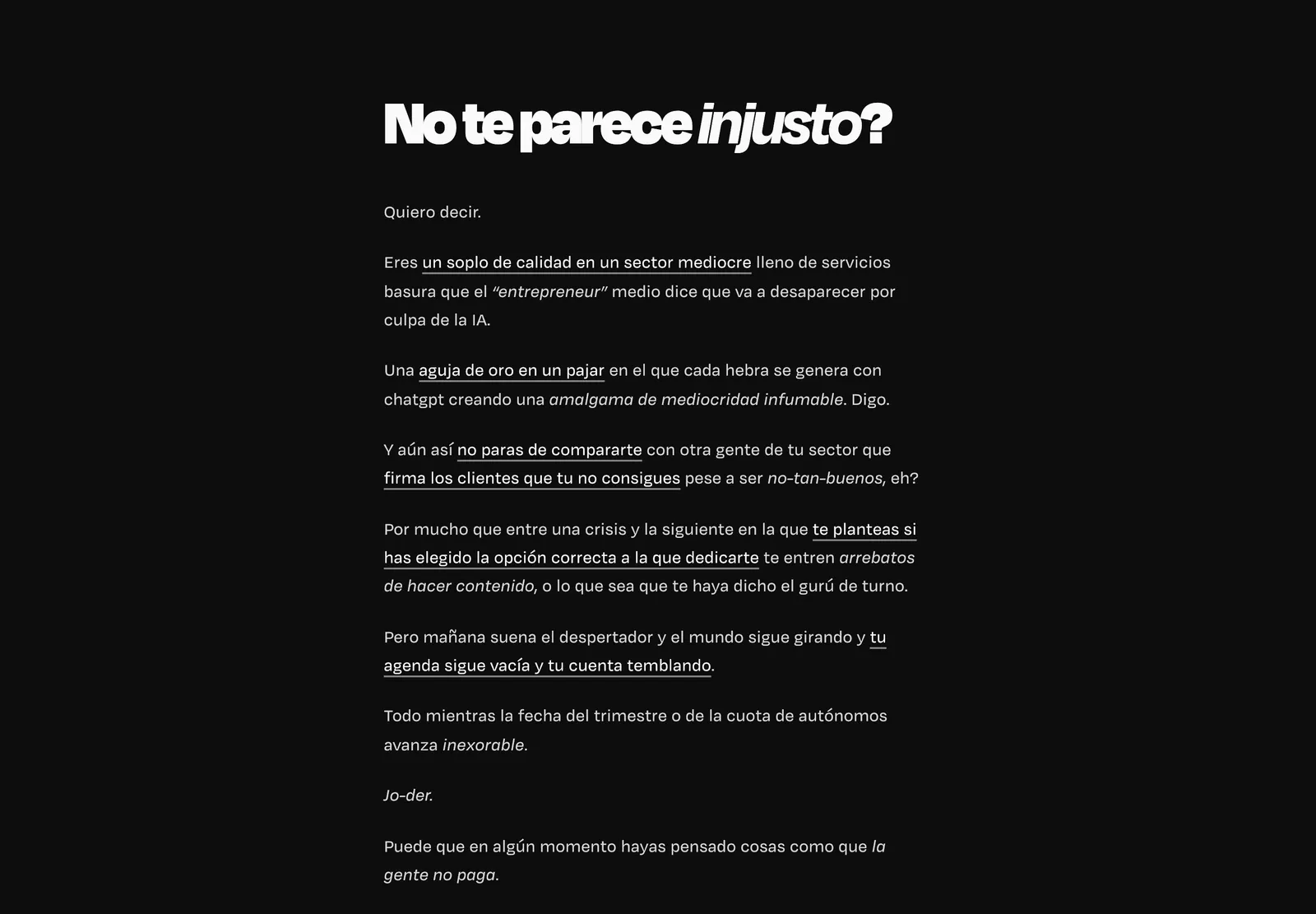 La carta, en una sola columna de lectura
